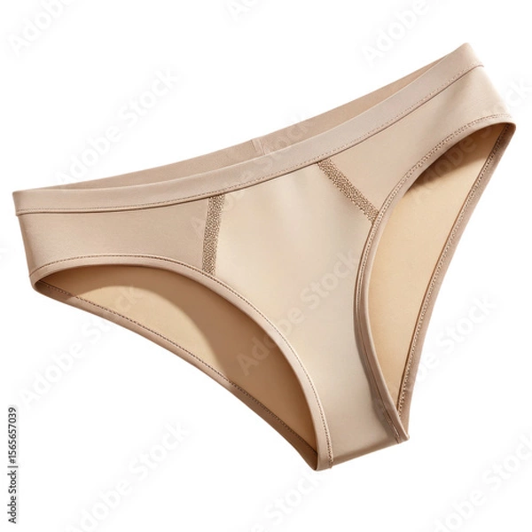Fototapeta Elegant beige women's panty displayed against a stark black background showcasing intimate apparel and comfortable design for fashion concepts