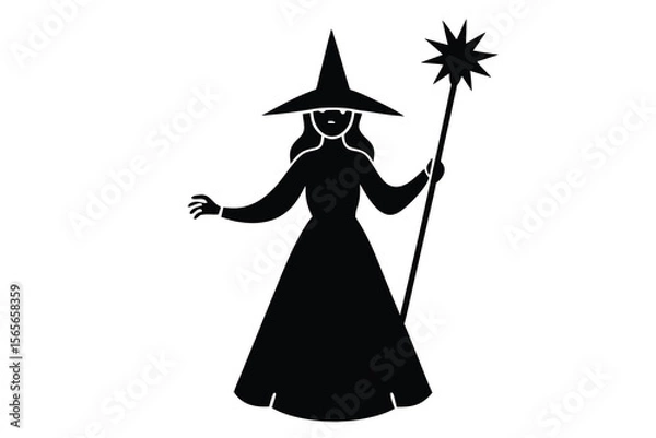 Fototapeta witch with glowing wand vector icon