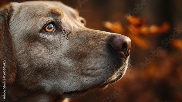 Fototapeta This stunning portrait captures the serene expression of a Labrador Retriever, showcasing its beautiful features and gentle nature.