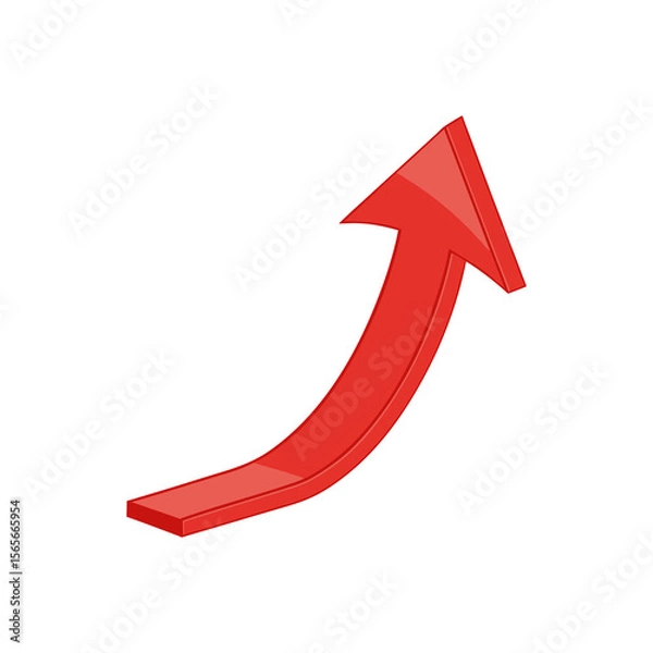 Fototapeta Red arrow pointing up on a white background, symbolizing business growth and success