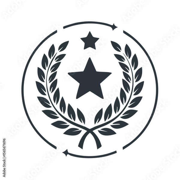 Fototapeta Classic Star and Laurel Wreath Icon Illustration Minimalistic Achievement Award Symbolism Elegant Circular Design Simple