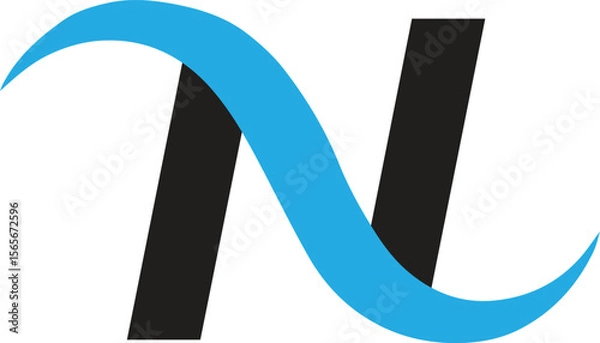 Obraz Modern N letter logo design with blue wave element