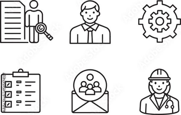 Fototapeta Streamlined Business Icons Management, Teamwork, and Process