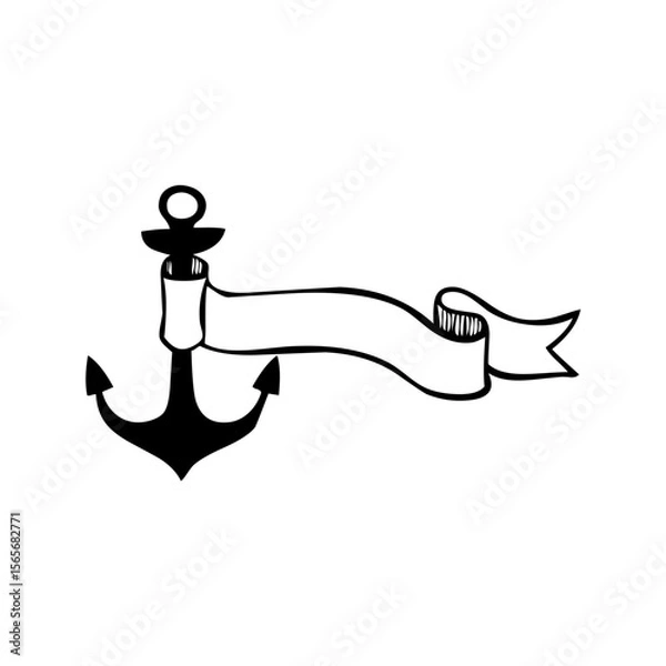 Obraz black vector anchor logo