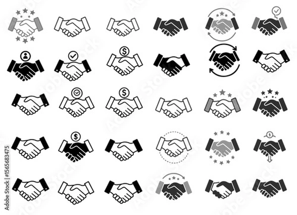 Fototapeta Creative handshake icon set represents business agreements and collaborations with unique, engaging designs.