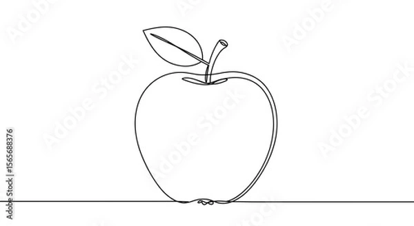 Obraz Line art of an apple with a leaf