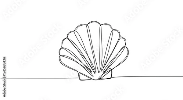 Obraz Line art shell illustration on white background