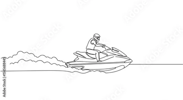 Obraz Person riding jet ski in motion on the water
