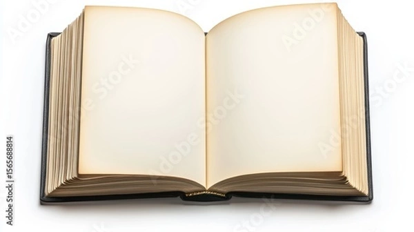 Obraz Open blank hardcover notebook with creamy pages, ideal for writing, drawing, or journaling purposes
