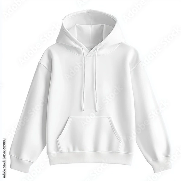 Obraz Blank white hoodie sweatshirt with front kangaroo pocket casual clothing for men and women