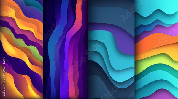 Obraz Colorful wavy lines creating an abstract striped background