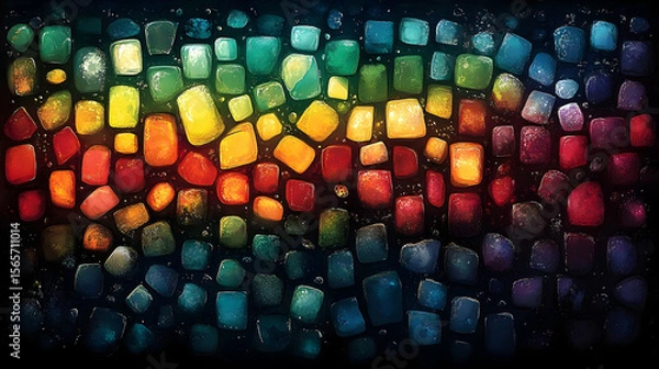 Fototapeta Rainbow colored stone mosaic texture background design
