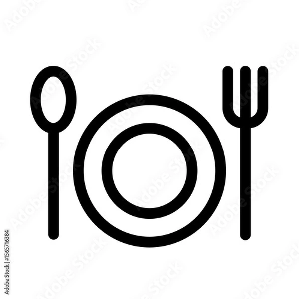 Fototapeta Dining Icon – Fork and Spoon Vector Symbol for Food Restaurant and Hotel Amenities