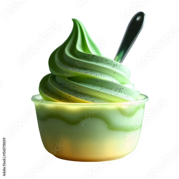 Fototapeta Refreshing Matcha frozen yogurt swirl a delightful treat perfect for summer