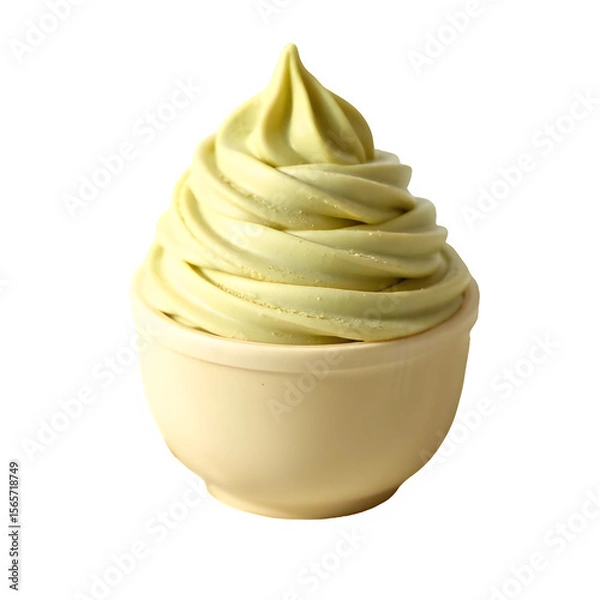 Fototapeta Creamy pistachio frozen yogurt swirls in a bowl a delicious summer treat