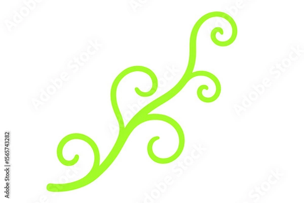 Obraz Light green flourish forming a decorative swirl with transparent background, ideal for graphic design projects
