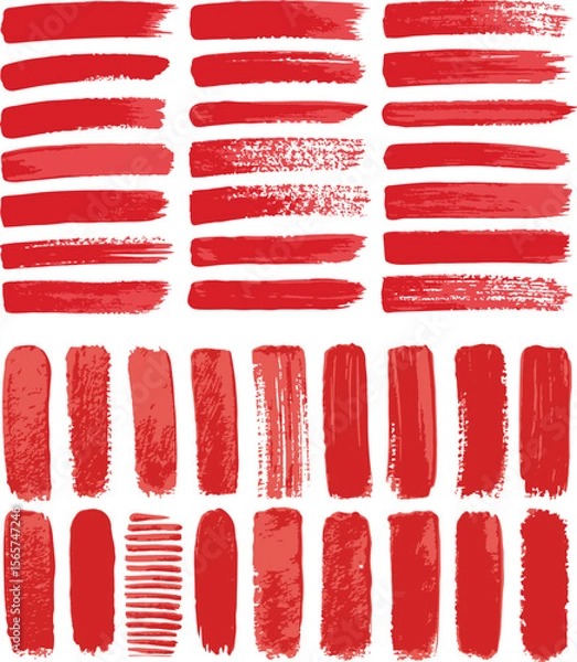Obraz Collection of red paint brush strokes in horizontal and vertical orientation
