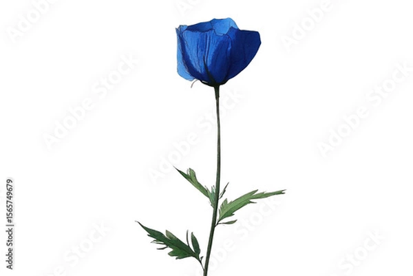 Fototapeta Blue Flower on Black Background, Single Bloom Beauty with Minimalist Theme