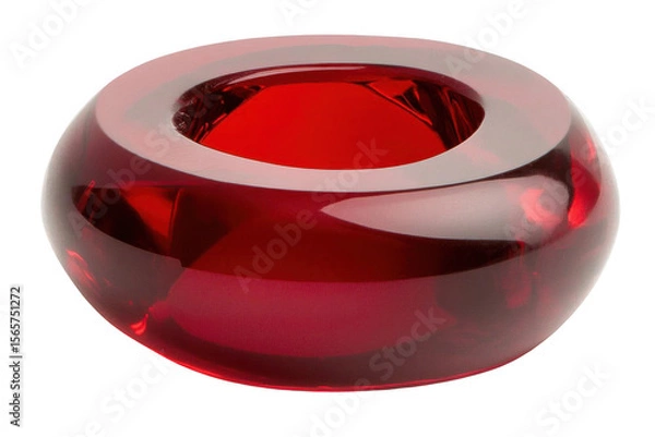 Fototapeta Observe Round Glass Container with Red Hue and Reflection Theme