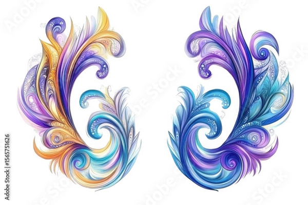 Fototapeta Discover Abstract Fluid Art Designs, Colorful Ornament Illustration with Dreamy Swirl