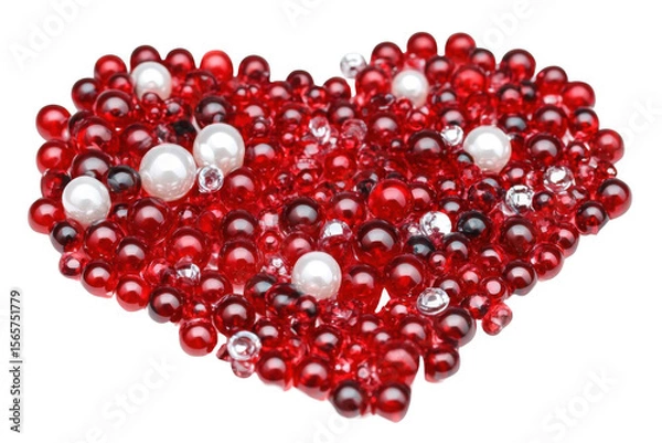 Fototapeta Red and White Orbs Form a Heart Shape, Love and Affection Concept