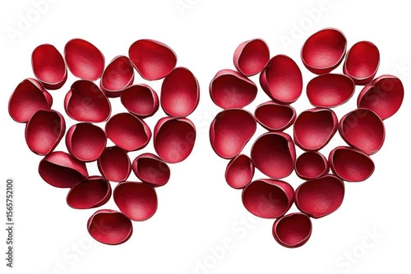 Fototapeta Create Two Hearts with Red Texture and Valentines Day Concept Theme.