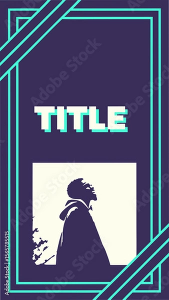 Fototapeta Modern Neon Video Template for Social Media with Text Area and Face Placeholder