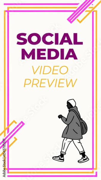 Fototapeta Modern Neon Video Template for Social Media with Text Area and Face Placeholder