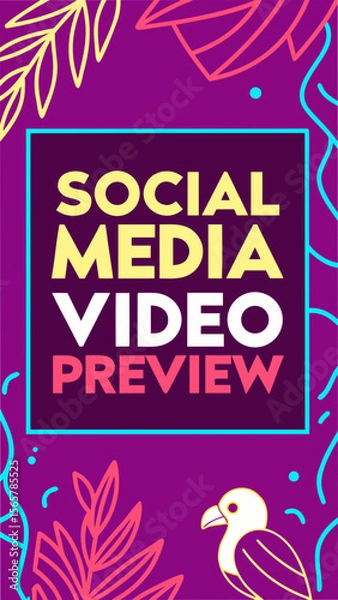 Fototapeta Modern Neon Video Template for Social Media with Text Area and Face Placeholder
