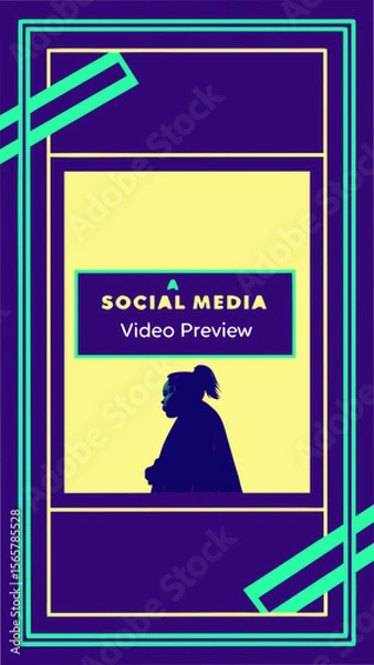 Fototapeta Modern Neon Video Template for Social Media with Text Area and Face Placeholder