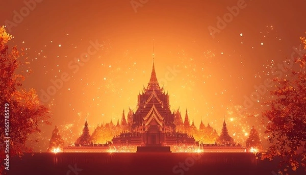 Fototapeta Thai End of Buddhist Lent Festival Background Celebration