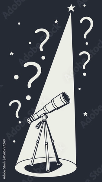 Fototapeta Mysterious preview vector graphic with dark background, spotlight effect and question mark