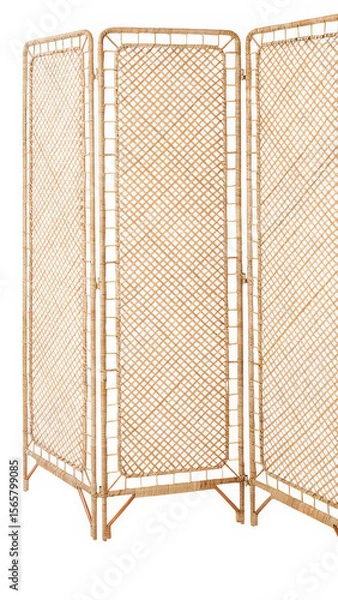 Fototapeta Natural bamboo room divider used to create privacy in a cozy living space with a warm ambiance and minimalist decor touches.