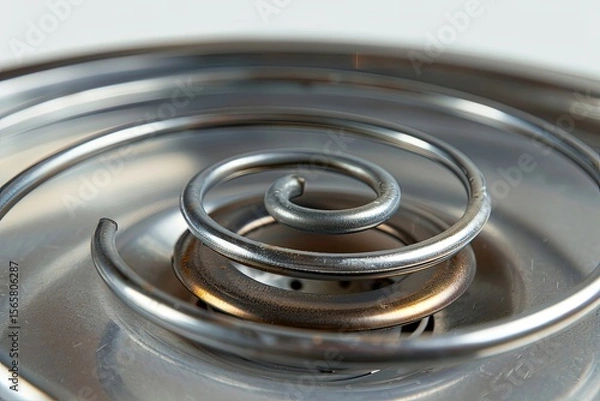Fototapeta detailed visual  of Close-up of a heating element spiral from a kitchen stove.
