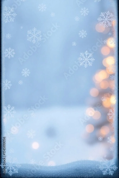 Fototapeta copy space for text background Christmas Frozen Window with Snowflake Patterns concept