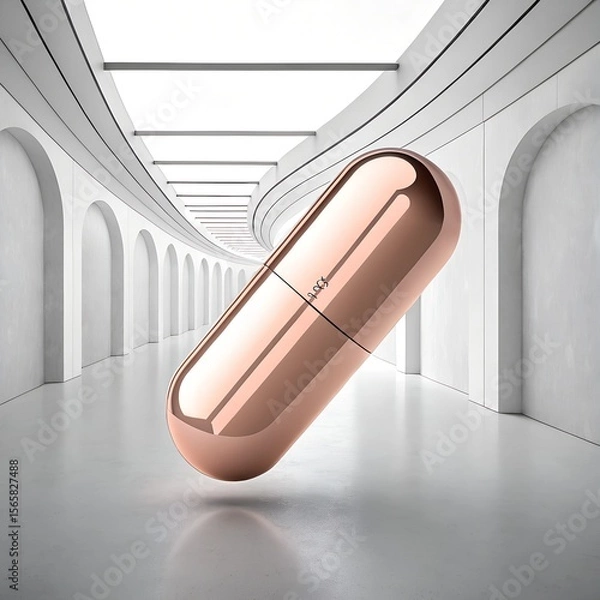 Fototapeta Minimalist Abstract Composition with Metallic Forms and Luxury Aesthetic