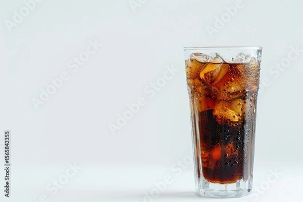 Fototapeta Pixel Perfect Picture of White Background Glass of Cola on a Table White
