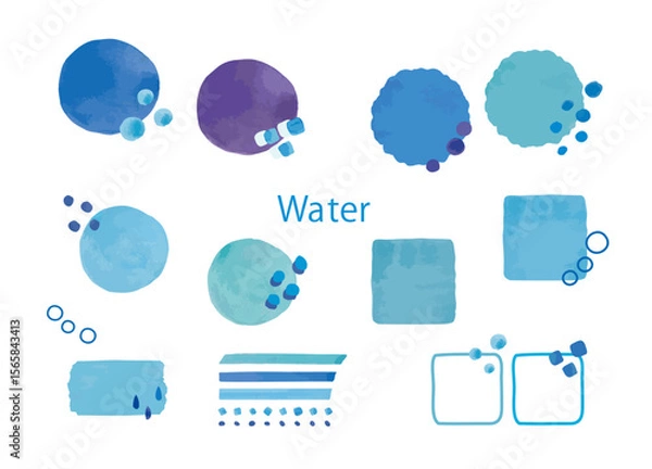 Obraz 水彩で描いたナチュラルな雨や水　装飾用 ベクターイラストアイコンセット素材