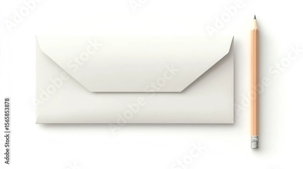 Fototapeta Mockup of a blank envelope and a pencil