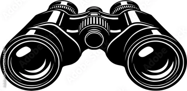 Obraz Black and white vector illustration of a pair of binoculars.