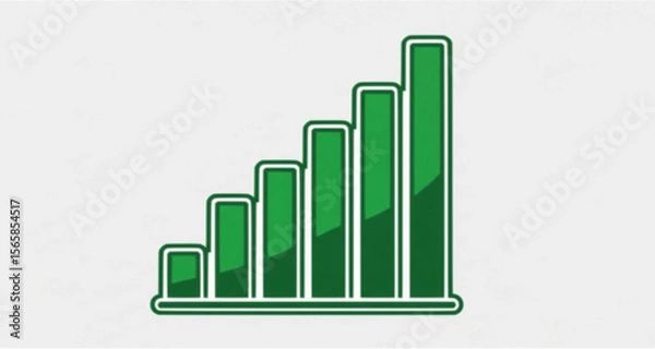 Fototapeta Green bar graph icon, showing upward trend, representing progress or signal strength.
