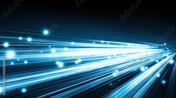 Fototapeta Futuristic Light Speed Technology and Data Transmission