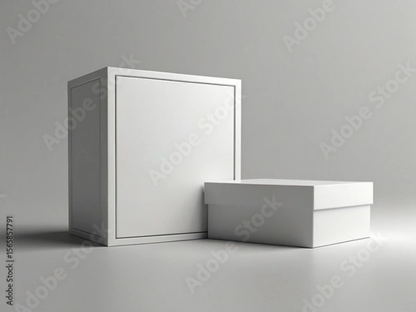 Fototapeta White box on a white background. 3d rendering illustration. Created using generative AI tools