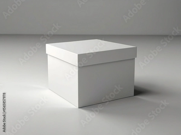 Fototapeta White box on a white background. 3d rendering illustration. Created using generative AI tools