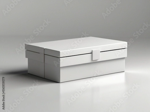 Fototapeta White box on a white background. 3d rendering illustration. Created using generative AI tools