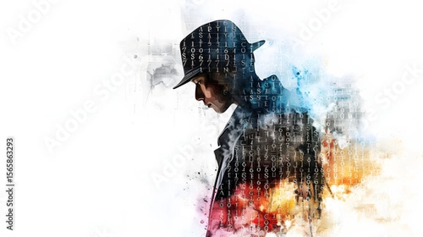 Fototapeta watercolor painting style Cryptography decoder