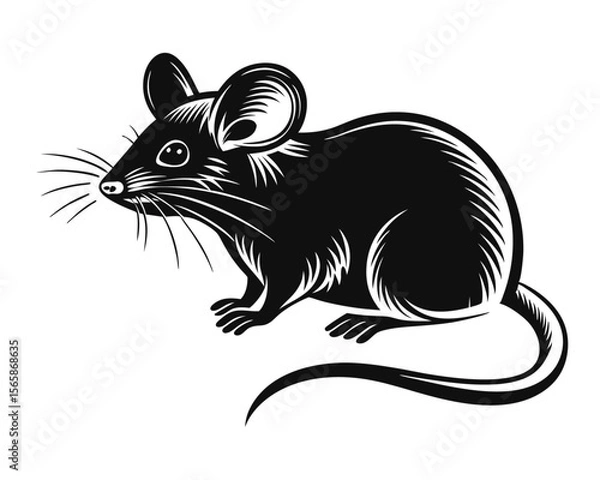 Fototapeta Striking black rodent silhouette a clean and graphic representation of a small mammal perfect for diverse design applications on a bright backdrop