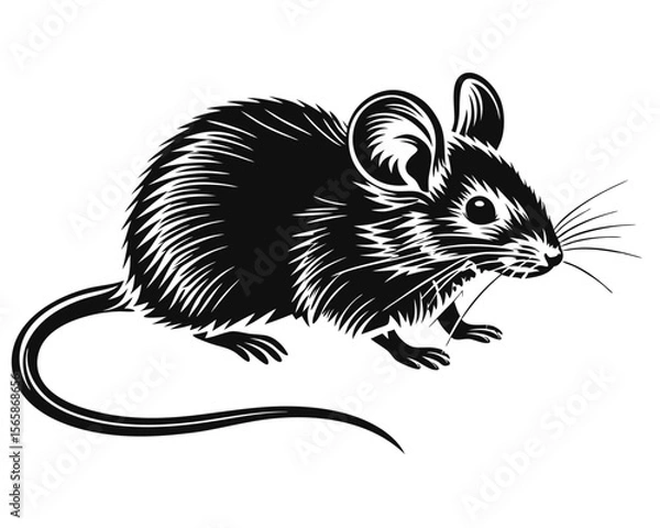 Fototapeta Striking black rodent silhouette a clean and modern graphic representation perfect for diverse design applications and projects