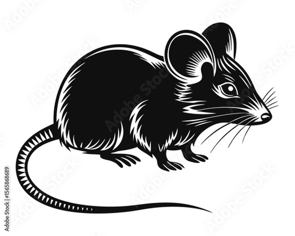 Fototapeta Minimalist rodent outline art a simple black rodent shape presented cleanly on a bright white backdrop perfect for graphic design projects