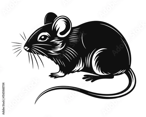 Fototapeta A striking minimalist silhouette design featuring a rodent creature rendered in bold black set against a clean bright backdrop for versatile graphic applications
